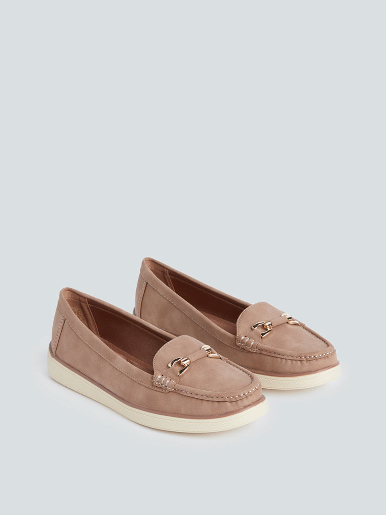 LUNA BLU Brown Chain-Detailed Loafers